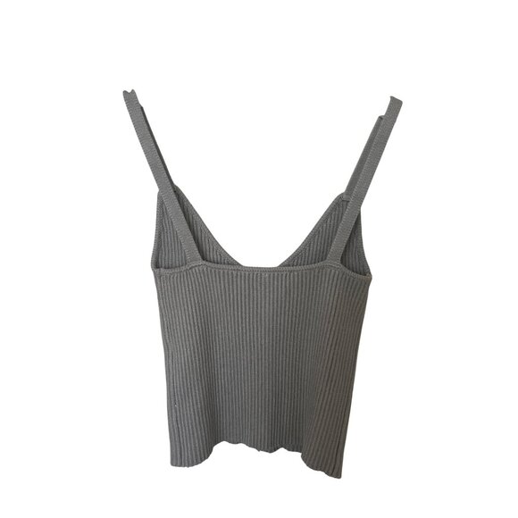 Zara Gray Ribbed Knit Crop Top - Picture 5 of 8
